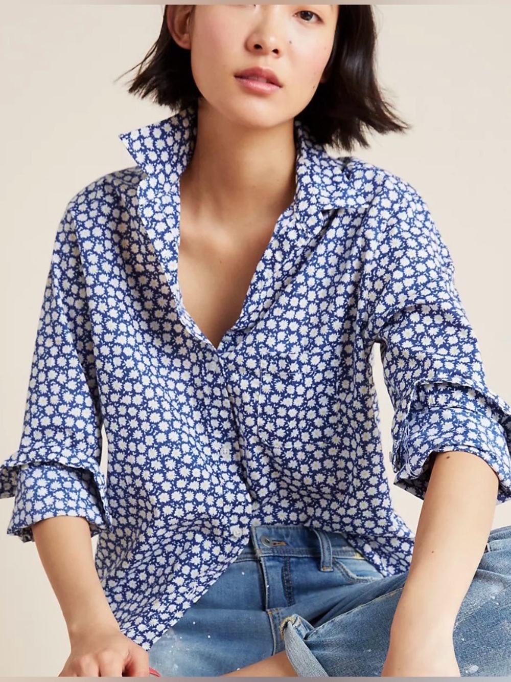 Grayson "The Hero" Daisies Buttondown Shirt, size 01, 100% cotton